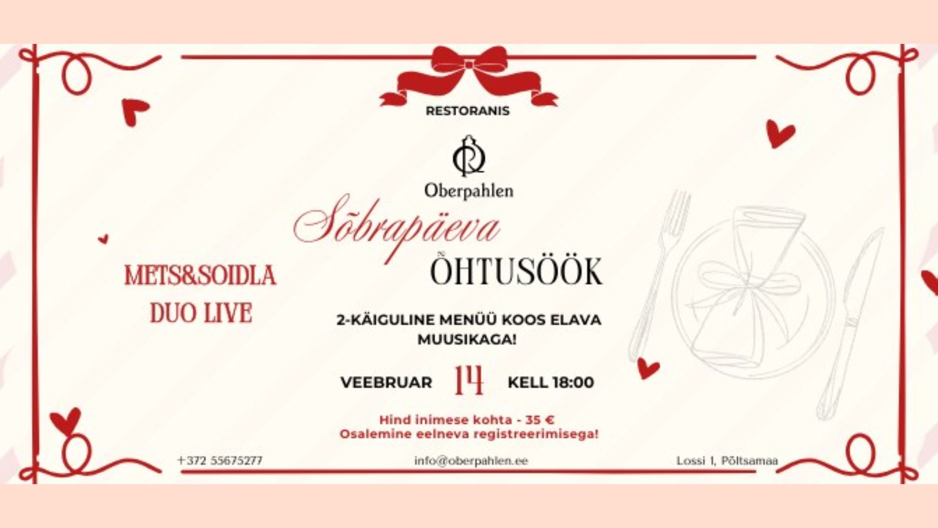Sõbrapäeva õhtusöök - Mets&Soidla Duo Live